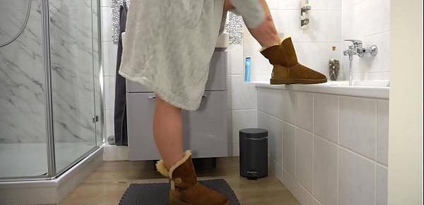  daddy surprises stepdaughter in the bathroom - he uses her and her innocent Ugg boots, projectfundiary